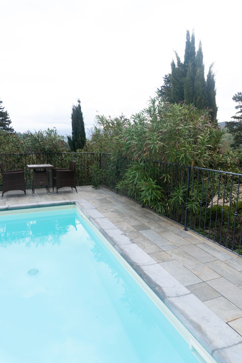 Private saltwater pool with valley view